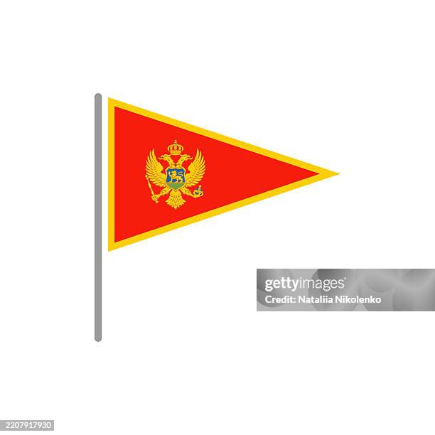 montenegro - flag pin flat triangular icon. - podgorica stock illustrations
