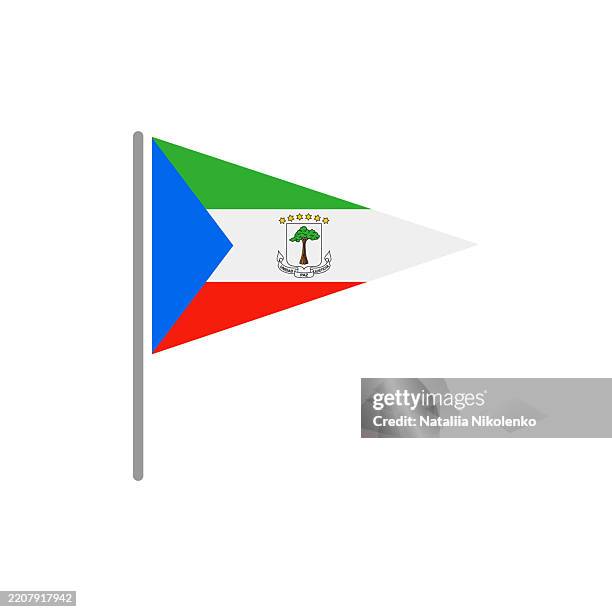 equatorial guinea - flag pin flat triangular icon. - equatorial guinea stock illustrations