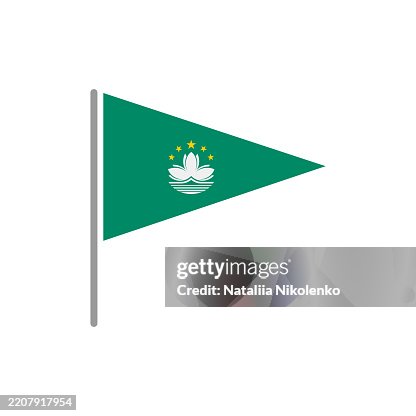 Macau - Flag Pin Flat Triangular Icon. Macau - Flag Pin Flat Triangular Icon.