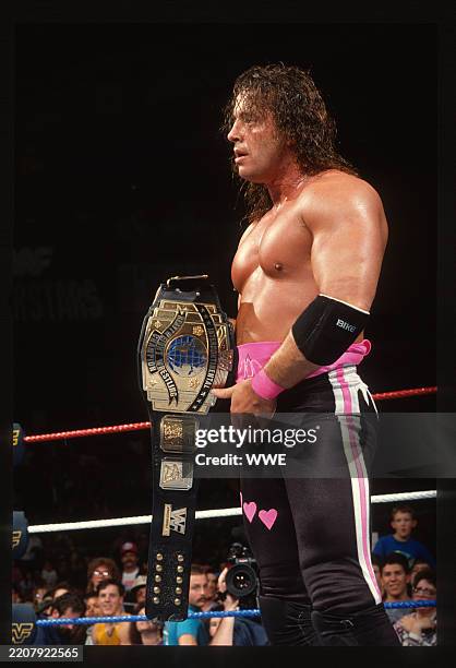 Legend Bret Hart in the ring at the Civic Center on January 28, 1992 in Amarillo, Texas.