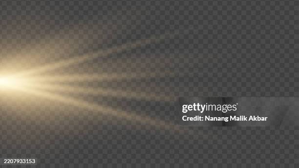 orange sunlight or flare light effect with transparent background - flashlight beam stock illustrations