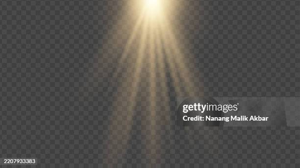 orange sunlight or flare light effect with transparent background - flashlight beam stock illustrations
