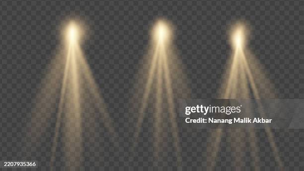 orange sunlight or flare light effect set with transparent background - dark light stock illustrations