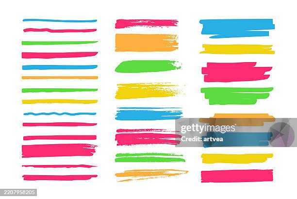 bunte textmarker marker set - textmarker stock-grafiken, -clipart, -cartoons und -symbole