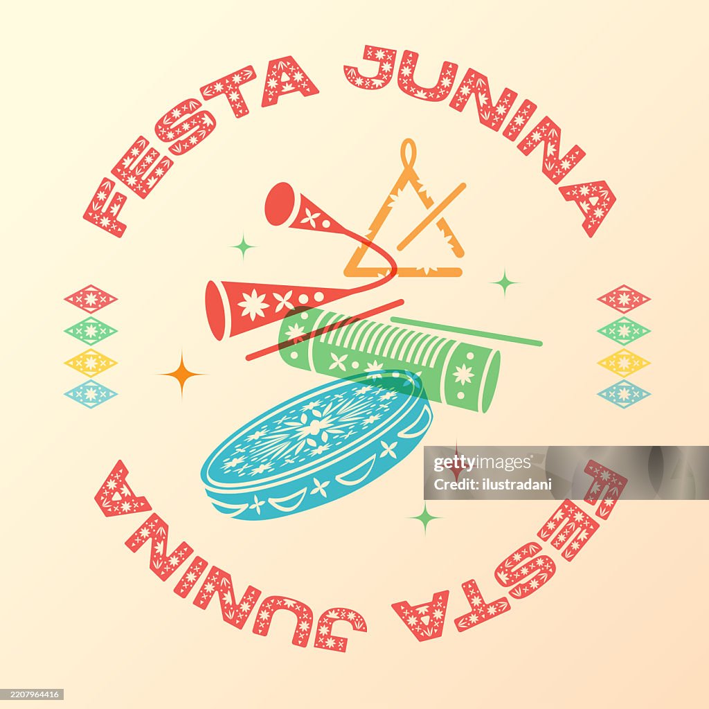 Festa junina template with percussion instruments