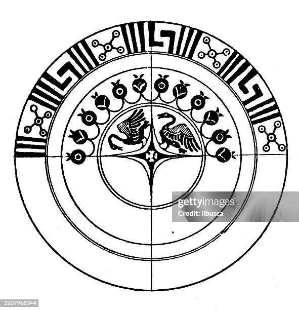enclosed ornament (circular panel), decoration, design element - carving stock illustrations