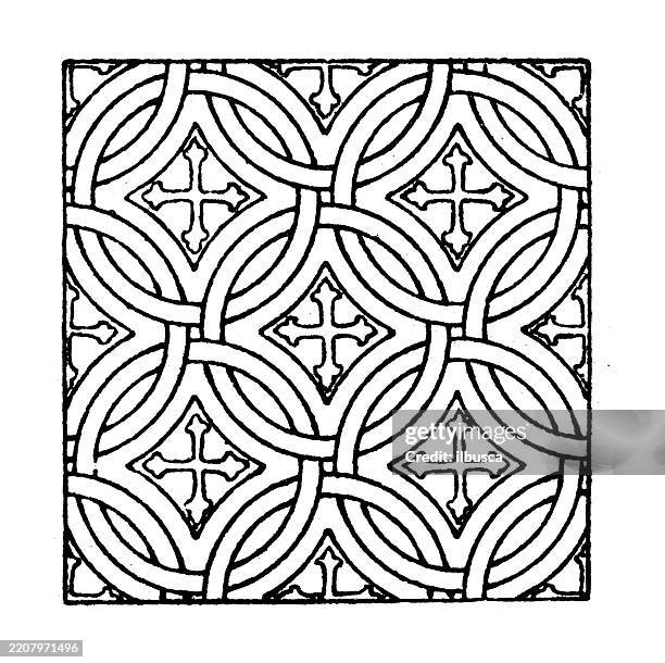 repeating ornament (circle mosaic), decoration, design element - gothic patterns stock illustrations