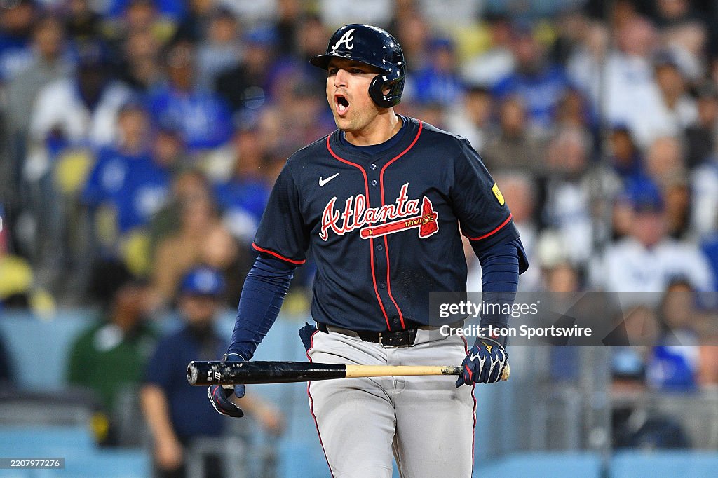 Austin Riley Third Base Atlanta Braves third baseman Austin Riley reacts to a called third ...