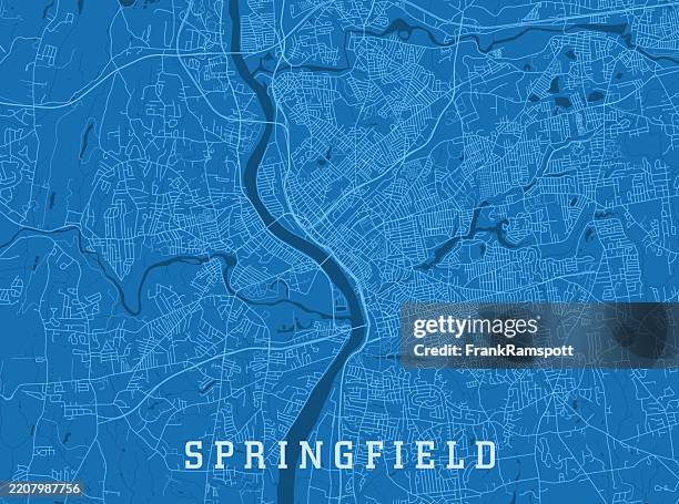 Springfield Ma City Vector Road Map Blue Horizontal High-Res Vector ...