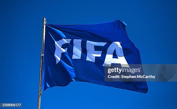 Crete , Greece - 4 April 2025; A general view of a FIFA flag before the UEFA Women's Nations League B match between Greece and Republic of Ireland at...