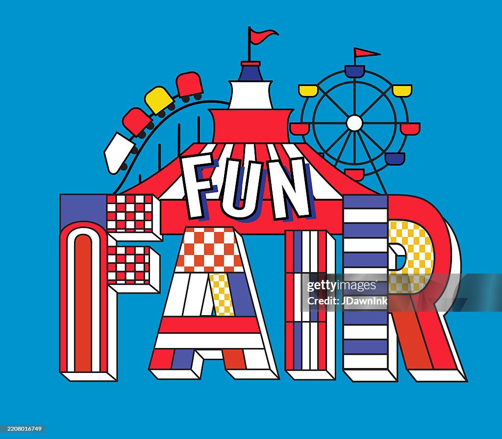 Colorful Fun Fair Logo Design Template With Carnival Tent Ferris Wheel ...