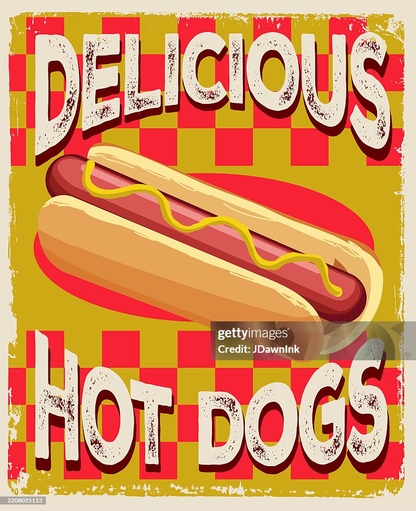 Hot Dogs retro Fair Diner sign design with lot's of textures