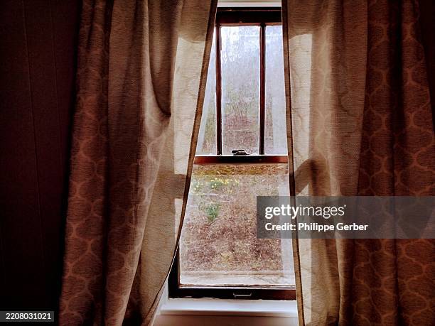 vintage window and curtains - window frames stock pictures, royalty-free photos & images