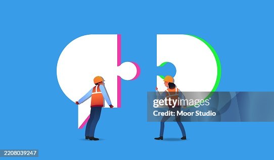 Engineers connecting text bubble vector illustration Engineers connecting text bubble vector illustration