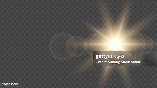 orange sunlight or flare light effect with transparent background - flashlight beam stock illustrations