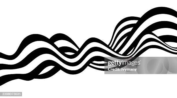 abstract fluidity black and white wave stripes backgrounds - moire stock illustrations