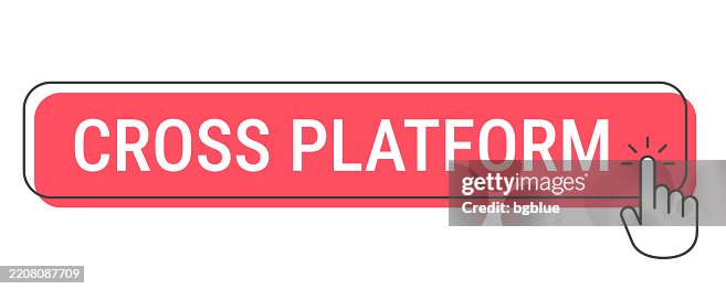 Cross Platform - Click button with hand cursor on white background Cross Platform - Click button with hand cursor on white background