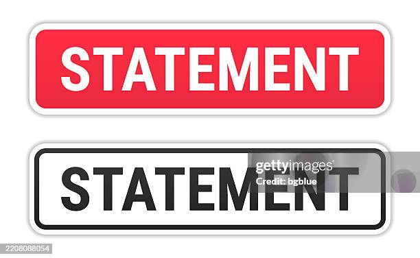 stockillustraties, clipart, cartoons en iconen met statement - red and black labels on white background - politieverklaring