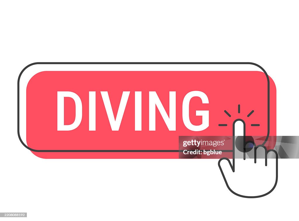 Diving Click Button With Hand Cursor On White Background High-Res ...