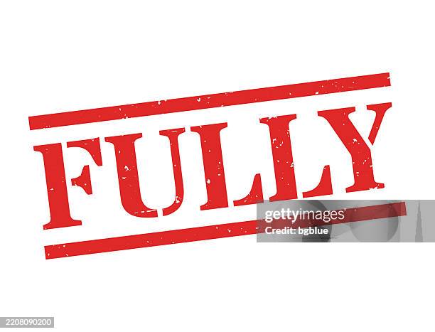fully - red rubber stamp on blank background - full stock illustrations