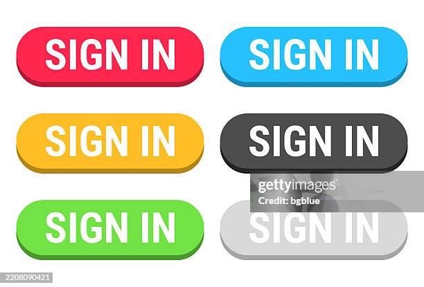 sign in - colorful 3d click web buttons on blank background - login button stock illustrations