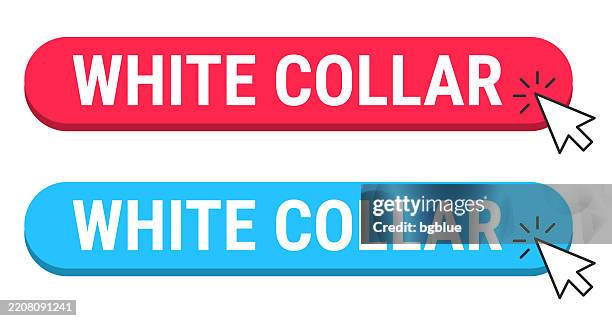 white collar - red and blue buttons with cursor on white background - collar pin stock illustrations