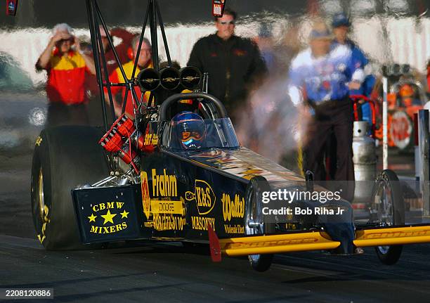 National Hot Rot Association Top Fuel Driver Melanie Troxel during race at Pomona NHRA WinterNationals, February 7, 2003 in Pomona, California.