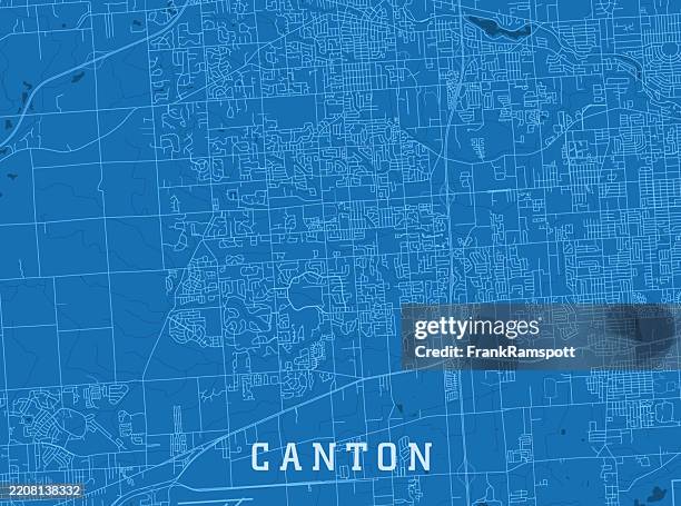 canton mi city vector road map blue horizontal - canton michigan stock illustrations