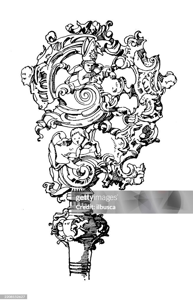 Decorated metal objects, utensils, tools: Crosier and monstrance
