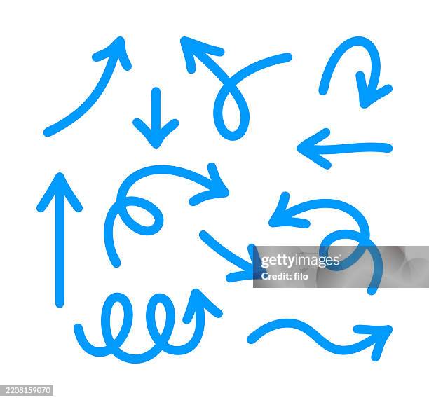 bildbanksillustrationer, clip art samt tecknat material och ikoner med drawing arrow line hand drawn marks - pil