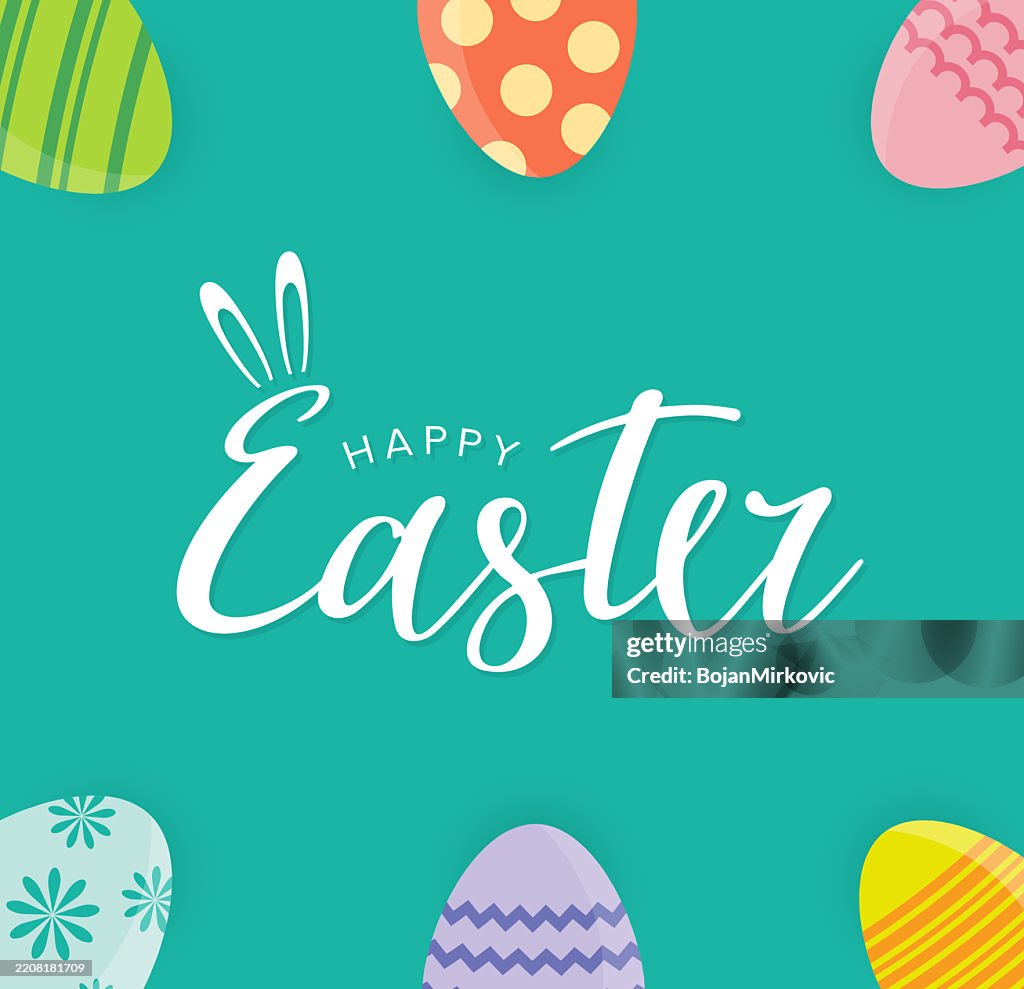 Easter poster, background with eggs. Vector