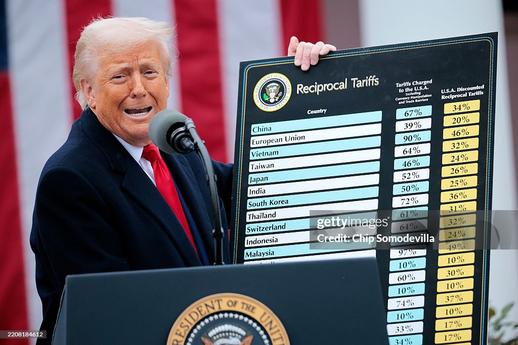 President Trump Holds "Make America Wealthy Again Event" In White House Rose Garden