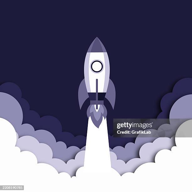 Meteorology Rockets Graphics Rocket Launching With Cloud Night Sky High-Res Vector Graphic - Getty ...
