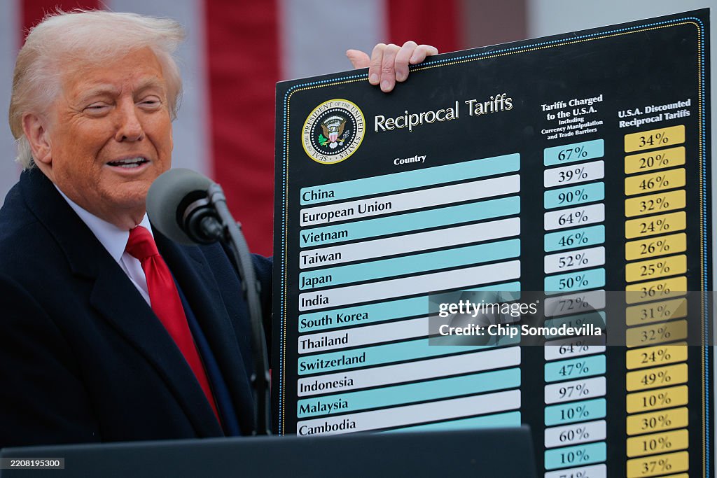 President Trump Holds "Make America Wealthy Again Event" In White House Rose Garden