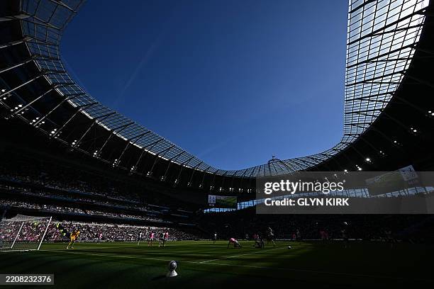 General view of play during the English Premier League football match between Tottenham Hotspur and Southampton at the Tottenham Hotspur Stadium in...