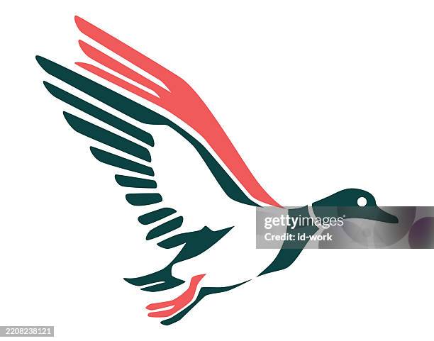 flying mallard icon - duck vector stock illustrations