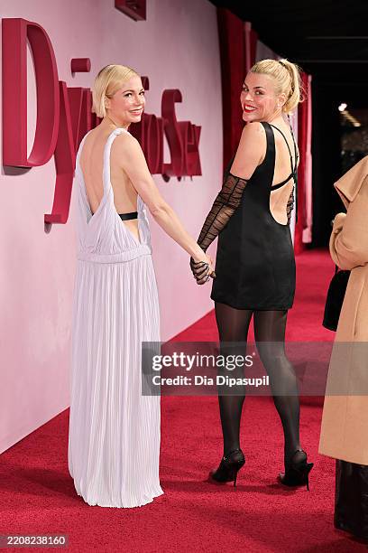 Michelle Williams and Busy Philipps attend FX's "Dying For Sex" New York remiere at SVA Theater on April 02, 2025 in New York City.