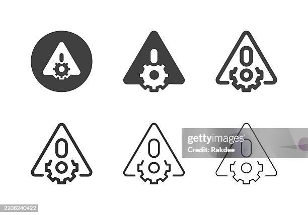 machine warning sign icons - multi series - building mistake stock illustrations