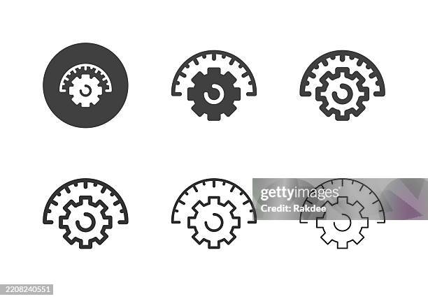 machinery protractor icons - multi series - boat engine stock illustrations