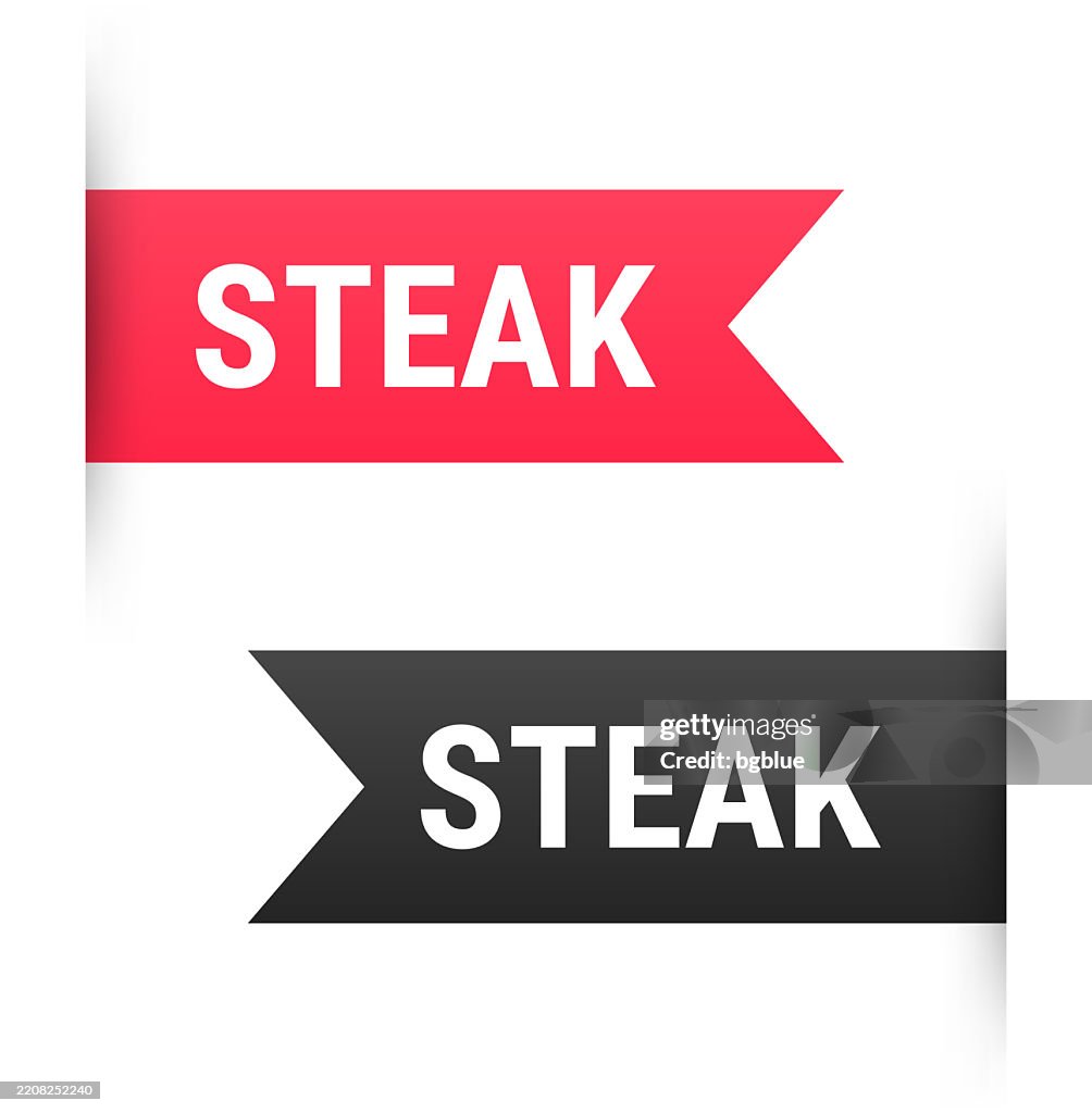 Steak - Banner, bookmark, ribbon, label on white background