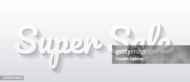 super sale - flat design with paper cut effect on blank background - super sale stock illustrations