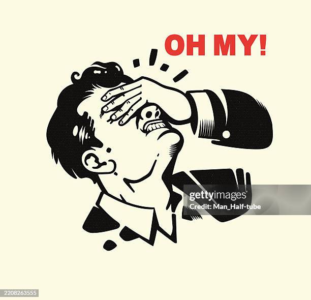 facepalm - man awkward face stock illustrations