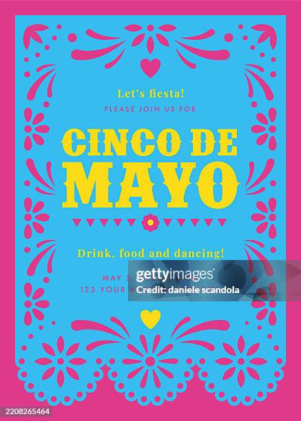 illustrations, cliparts, dessins animés et icônes de fête cinco de mayo. invitation à la fête avec des éléments floraux et décoratifs. - calavera