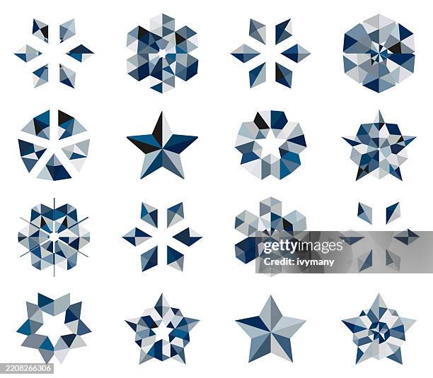 abstract colorful mosaic textures floral pattern mandala icon collection - spirograph stock illustrations