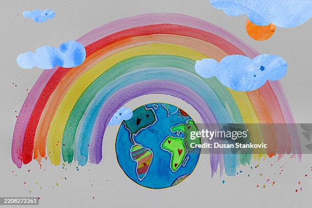 planet earth spreads love - all people stock illustrations