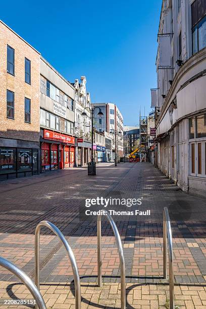 bike rack in swindon town centre - swindon stock pictures, royalty-free photos & images
