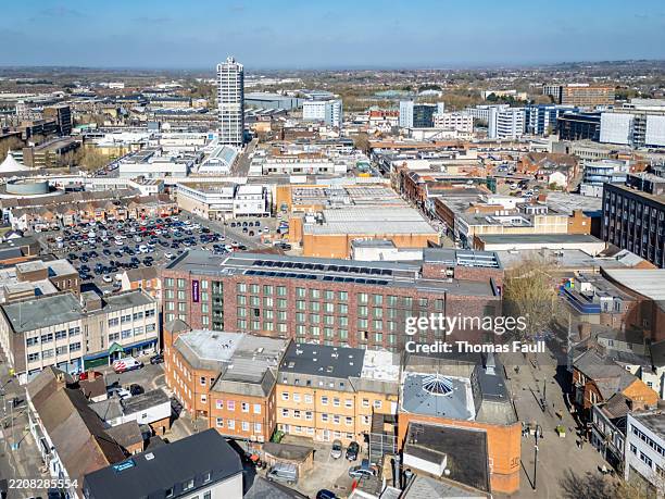 premier inn hotel block in swindon - premier travel inn stock pictures, royalty-free photos & images