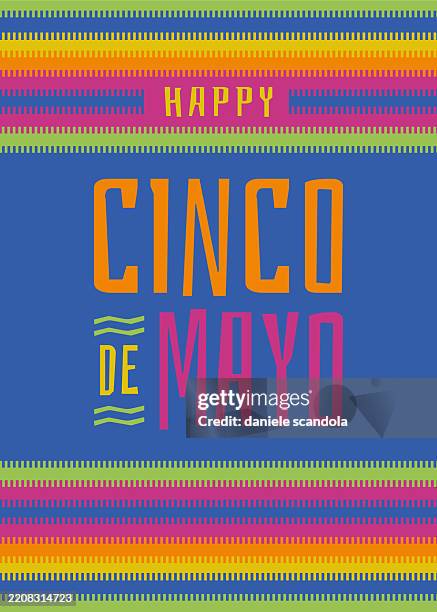 cinco de mayo greeting card. ethnic mexican fabric pattern with colorful stripes. - cinco de mayo background stock illustrations