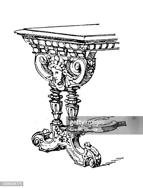 decorated objects, furniture: table, desk - stone table stock illustrations