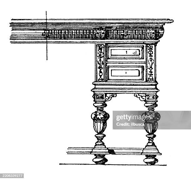 decorated objects, furniture: table, desk - stone table stock illustrations